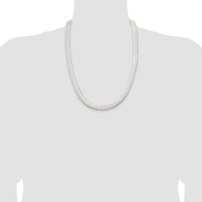 Sterling Silver Rhodium-plated 10.5mm Magic Herringbone Chain Necklace 24"