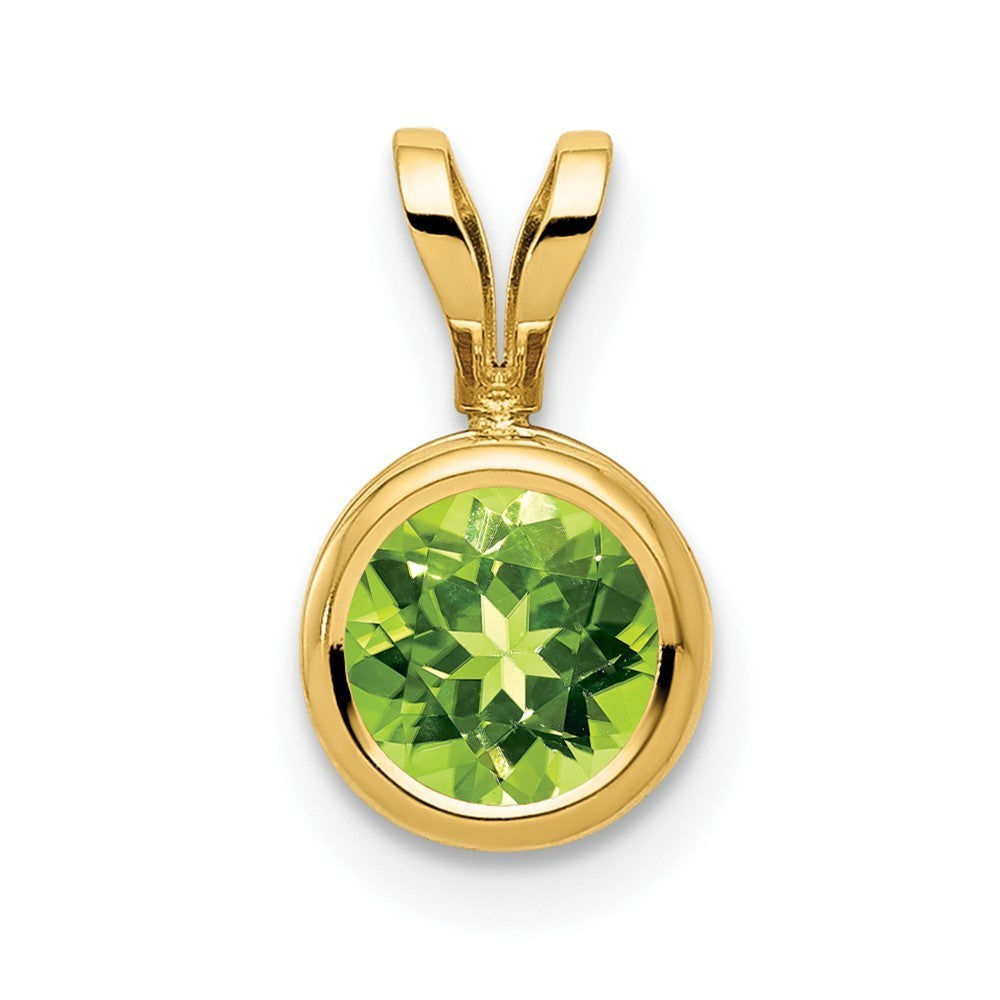 14k Yellow Gold 6mm Peridot bezel pendant