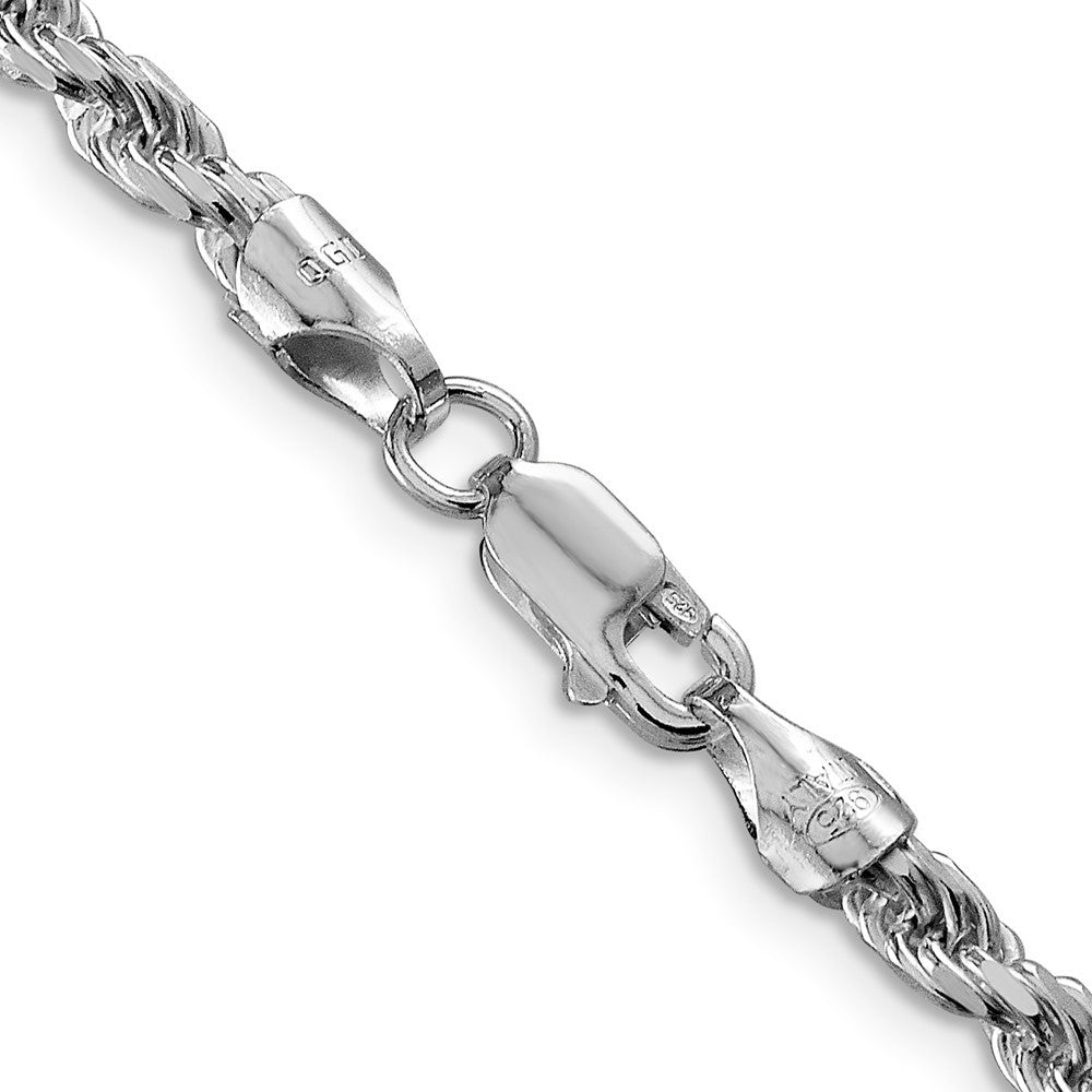 Sterling Silver Rhodium-plated 3.75mm Diamond-cut Rope Chain Necklace 22"