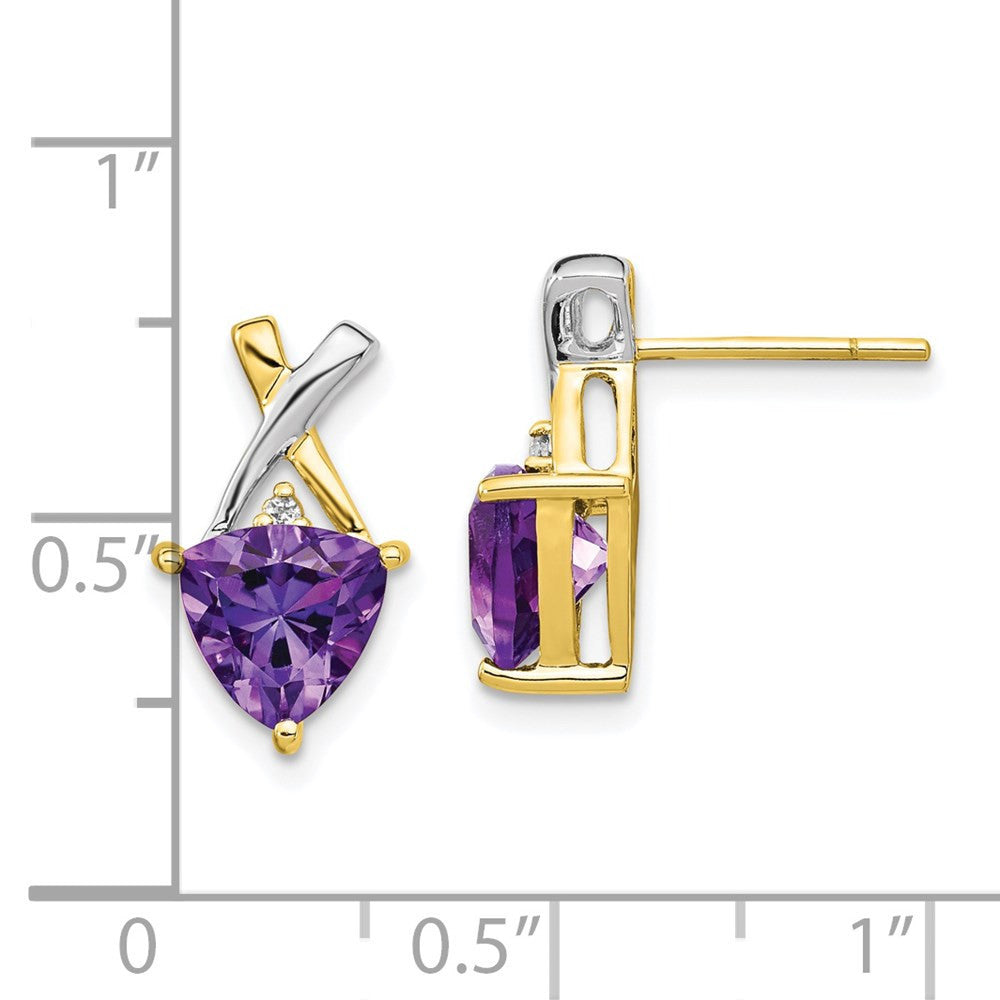 14k Yellow Gold & Rhodium Amethyst & White Topaz Drop & Dangle Earrings