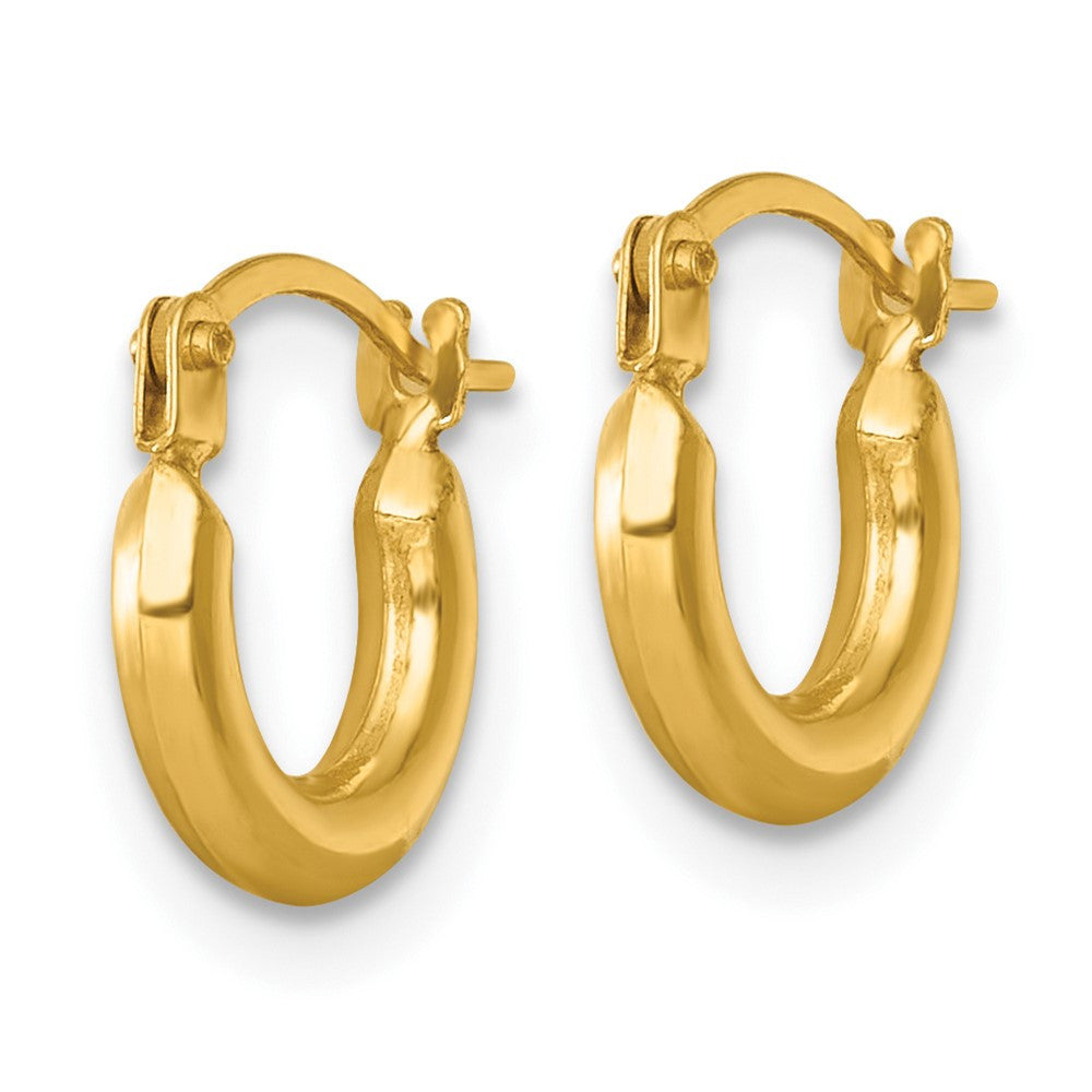 14k Yellow Gold Polished 2.00 x 10.00mm Round Tube Hoop Earrings