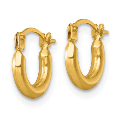 14k Yellow Gold Polished 2.00 x 10.00mm Round Tube Hoop Earrings