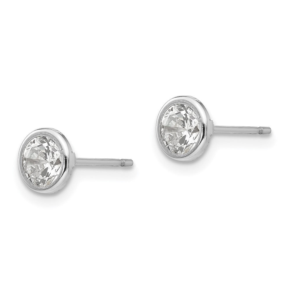 14k White Gold 5mm Bezel Set Cubic Zirconia Stud Earrings