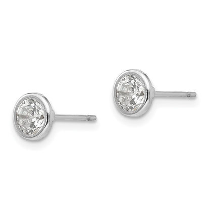 14k White Gold 5mm Bezel Set Cubic Zirconia Stud Earrings