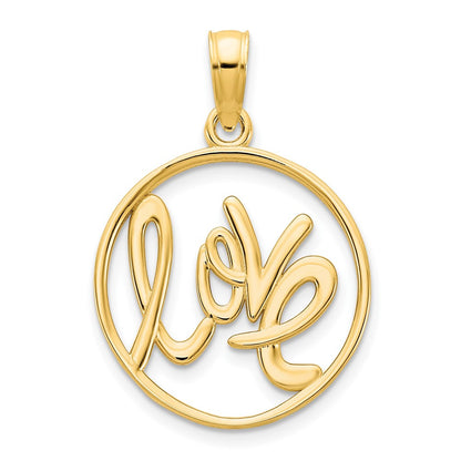 14k Yellow Gold Love Charm Pendant