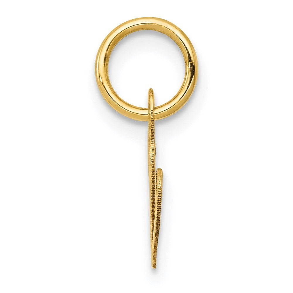 14k Yellow Gold Small Fancy Script Letter V Initial Charm Pendant