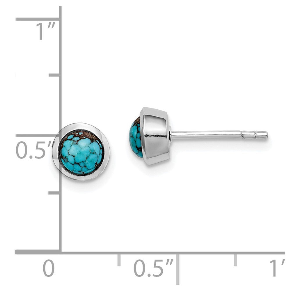 Sterling Silver Round Turquoise Stud Earrings