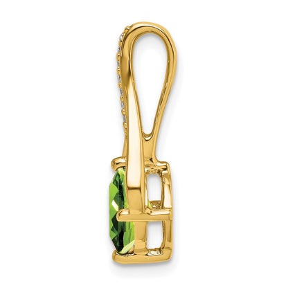 14k Yellow Gold Peridot and Diamond Pendant