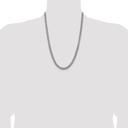 Sterling Silver Antiqued 6.0mm Curb Chain Necklace 24"