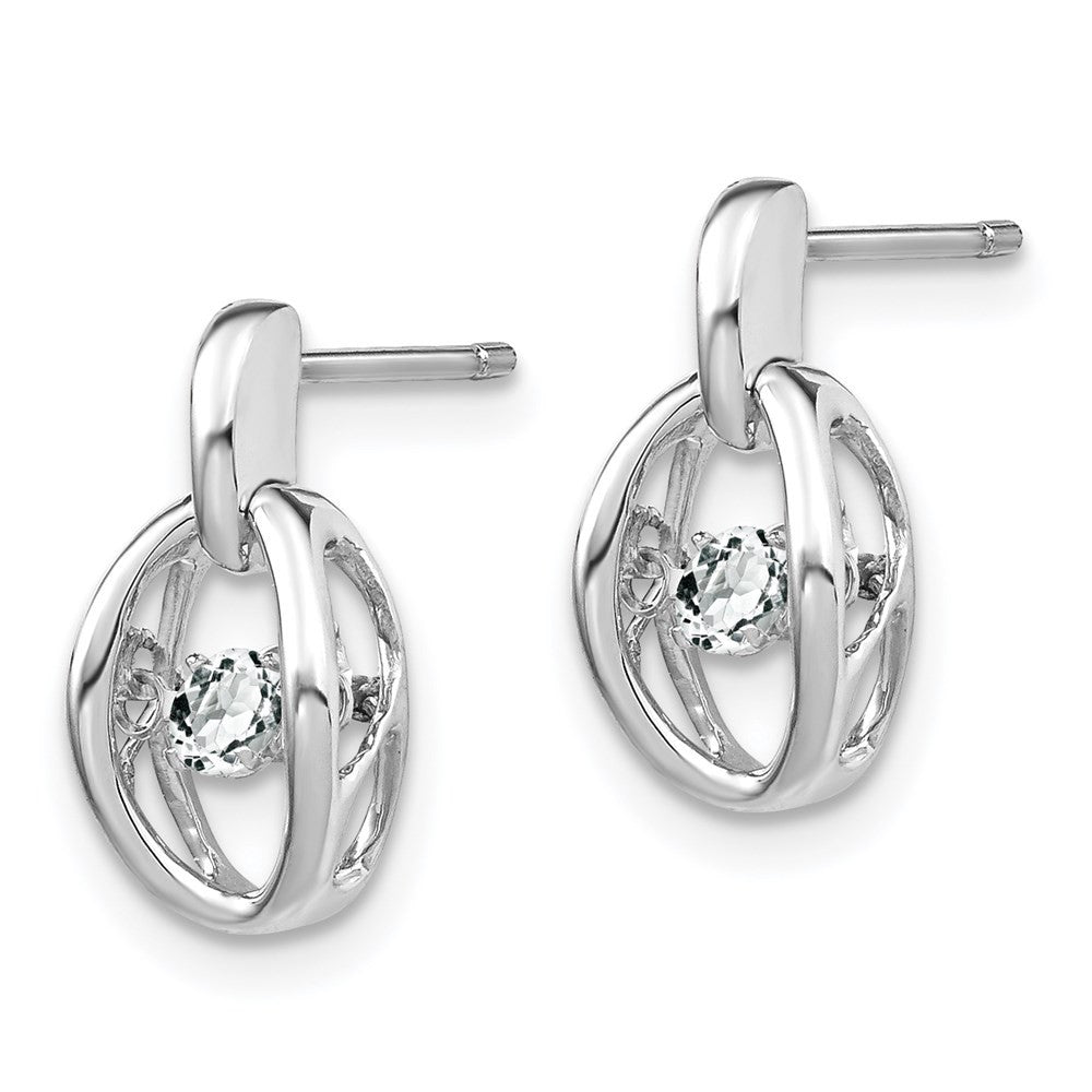 Sterling Silver Rhodium CZ Birthstone Vibrant Dangle Earrings
