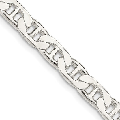 Sterling Silver 6.5mm Flat Anchor Chain Necklace 22"