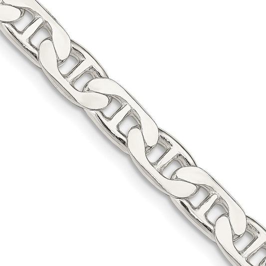 Sterling Silver 6.5mm Flat Anchor Chain Necklace 22"