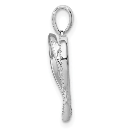 Sterling Silver Rhodium Diamond Heart Pendant