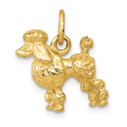 14k Yellow Gold Solid 3-D Poodle Charm Pendant