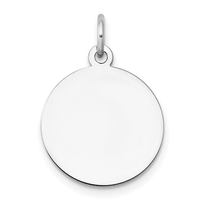 14k White Gold Plain .035 Gauge Circular Engravable Disc Charm Pendant