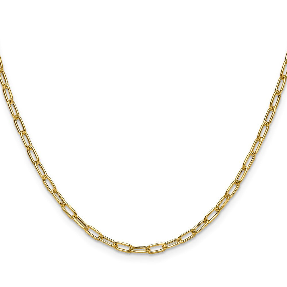 14k Yellow Gold 3.0mm Semi-Solid Beveled Paperclip Chain Necklace 26"