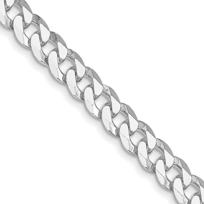 Sterling Silver Rhodium-plated 7mm Beveled Curb Chain Necklace 20"