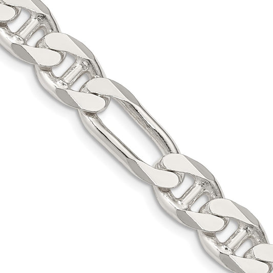 Sterling Silver 8.75mm Figaro Anchor Chain Necklace 22"