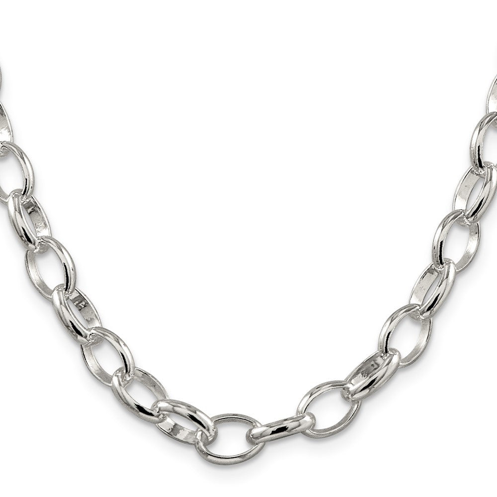 Sterling Silver 8mm Fancy Rolo Chain Necklace 24"