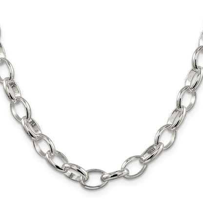 Sterling Silver 8mm Fancy Rolo Chain Necklace 24"