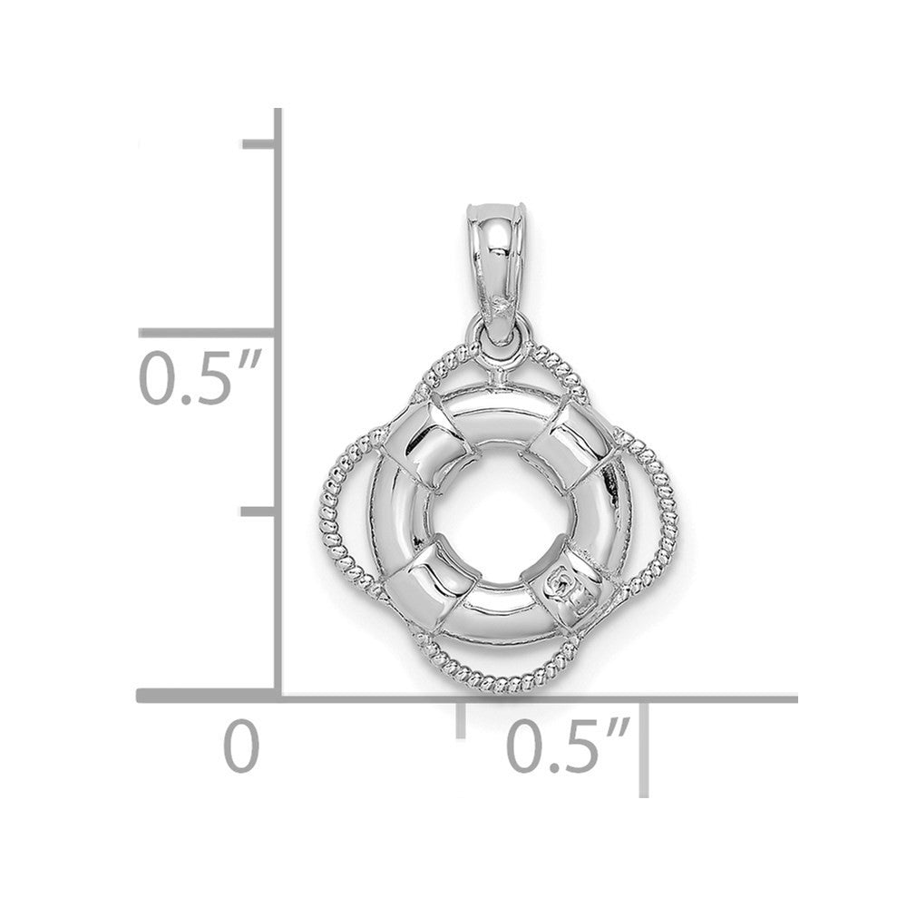14k White Gold White 3D Lifesaver Pendant