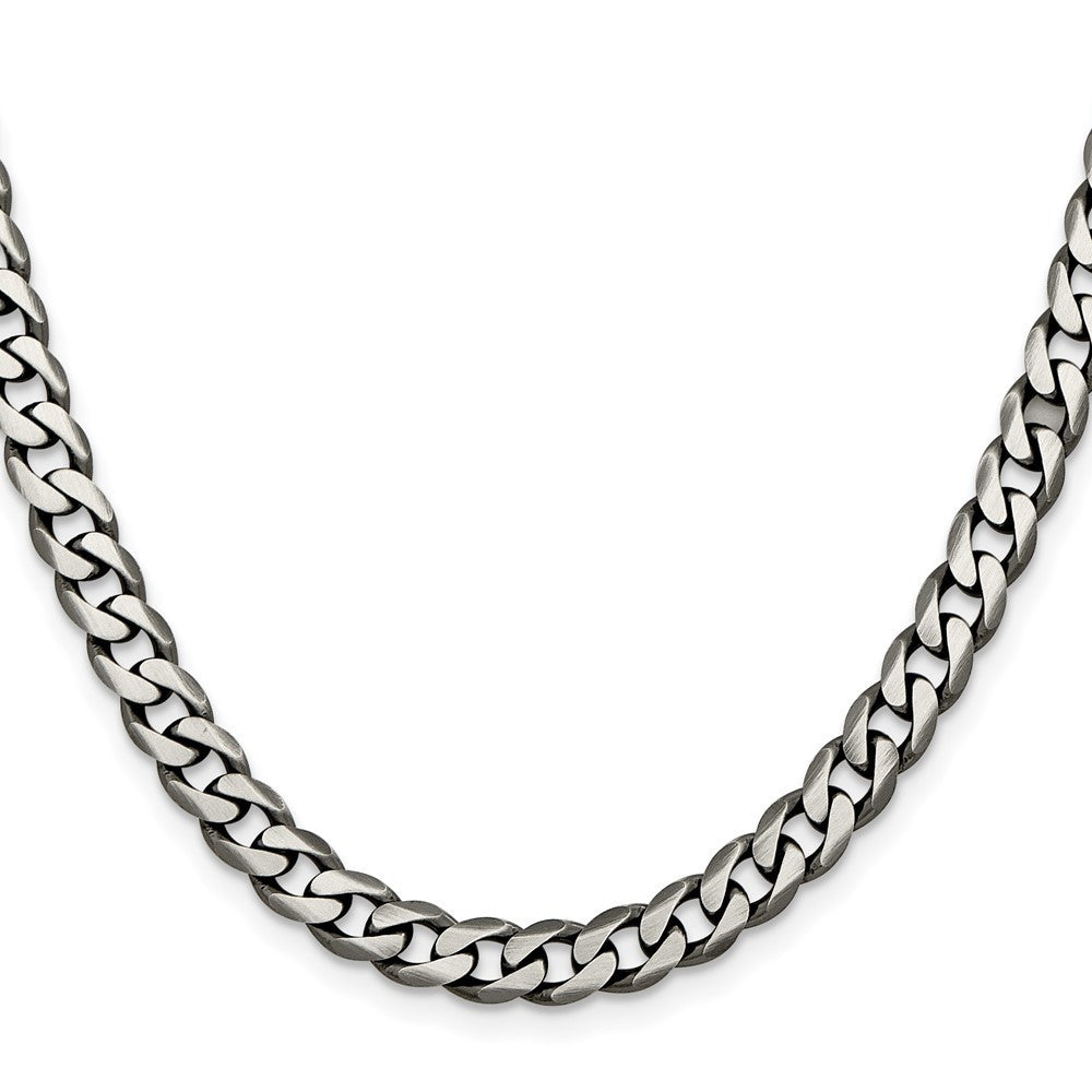 Sterling Silver Antiqued 6.5mm Curb Chain Necklace 24"