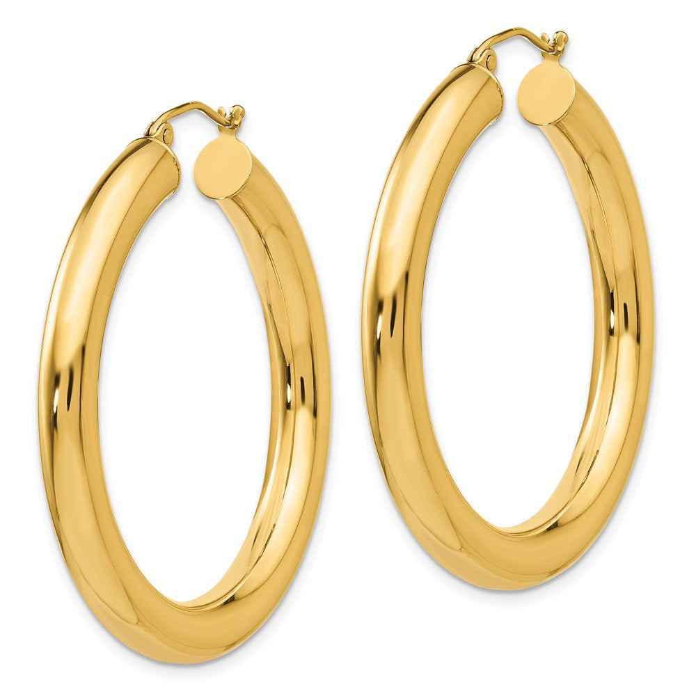 14k Yellow Gold Polished 5mm Tube Hoop Earrings