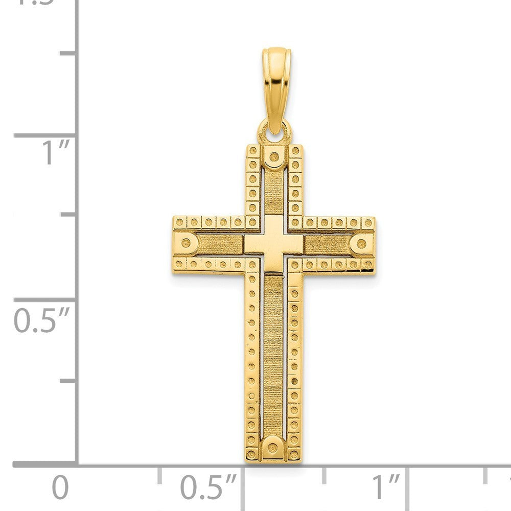 14k Yellow Gold Fancy Sandblasted Cross Pendant