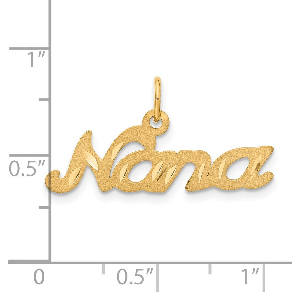 14k Yellow Gold Satin NANA Charm Pendant