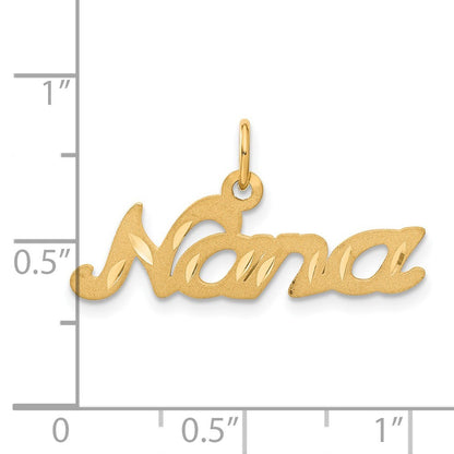 14k Yellow Gold Satin NANA Charm Pendant