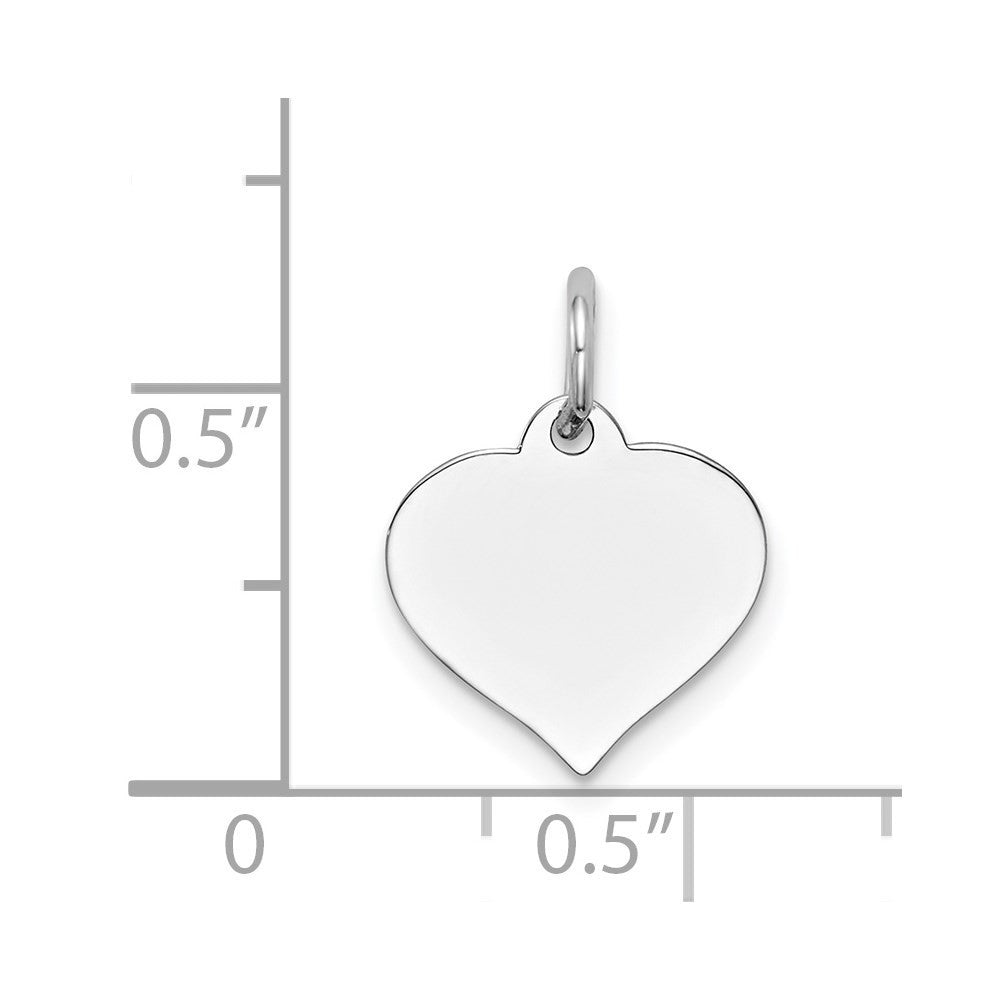 14k White Gold Heart Disc Charm Pendant