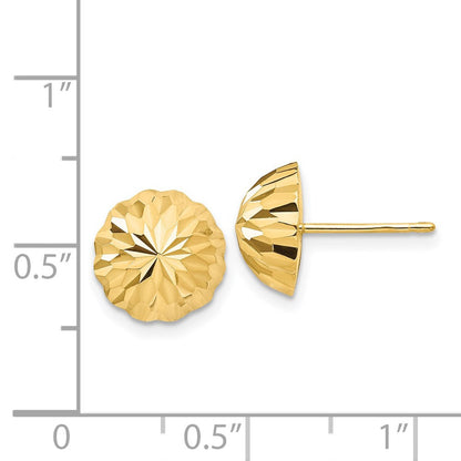 14k Yellow Gold Gold Diamond-cut 10mm Domed Stud Earrings