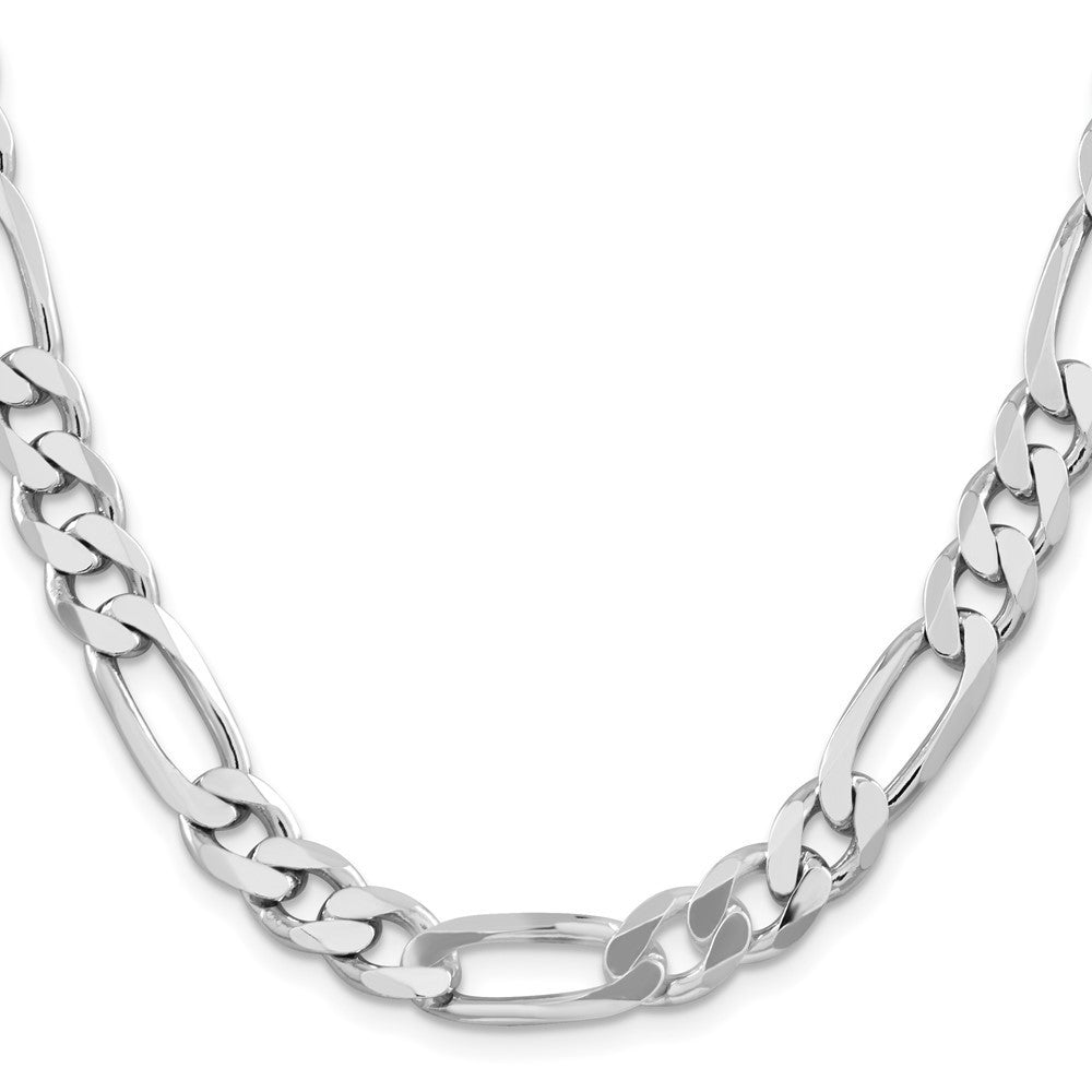 Sterling Silver Rhodium-plated 9mm Figaro Chain Necklace 26"
