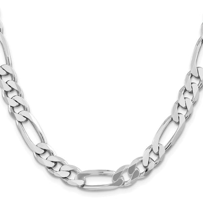 Sterling Silver Rhodium-plated 9mm Figaro Chain Necklace 26"