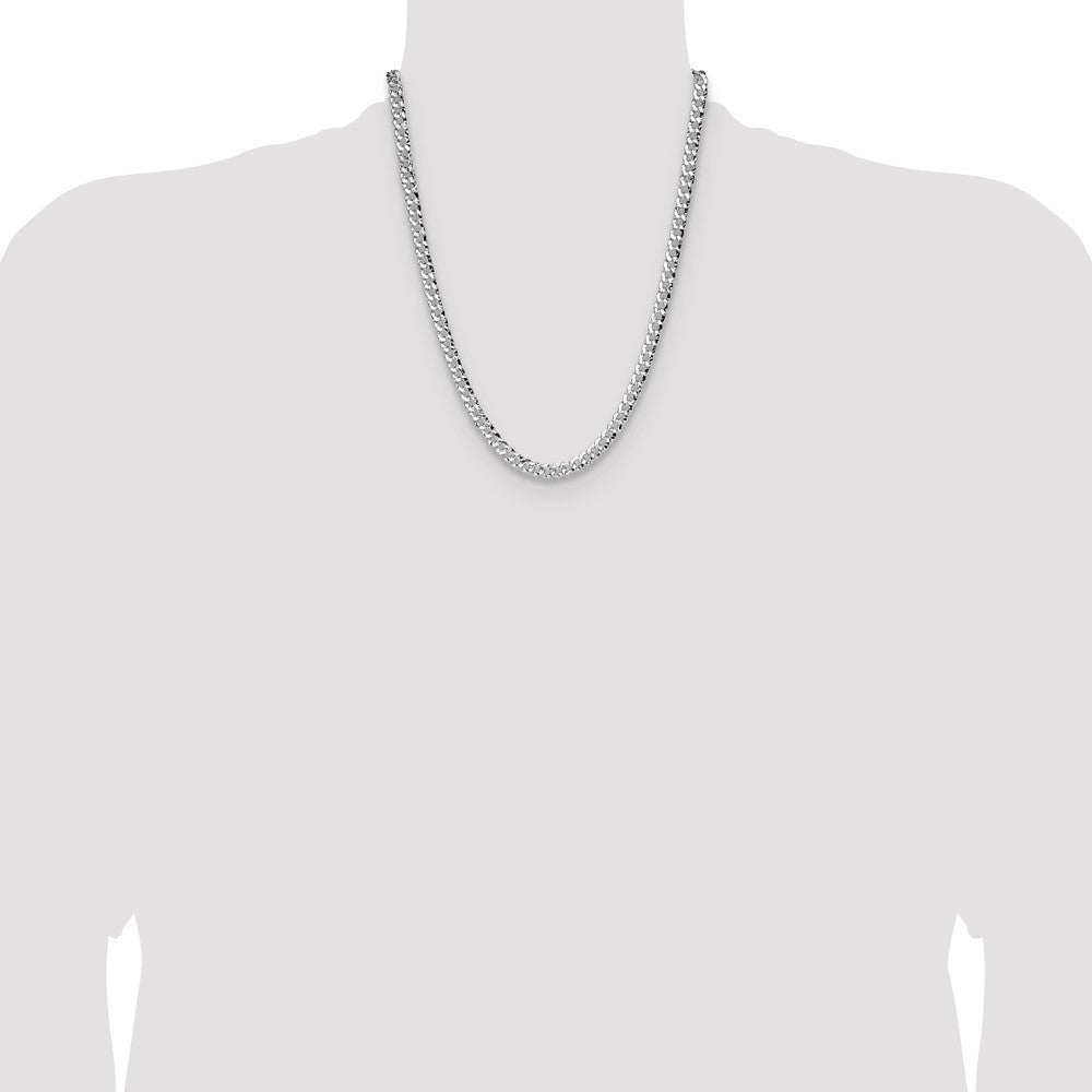 Sterling Silver 6.35mm Hammered Curb Chain Necklace 22"
