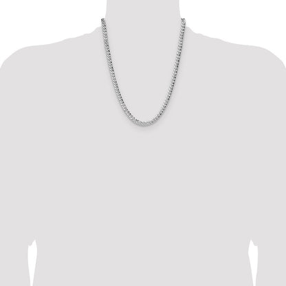 Sterling Silver 6.35mm Hammered Curb Chain Necklace 22"