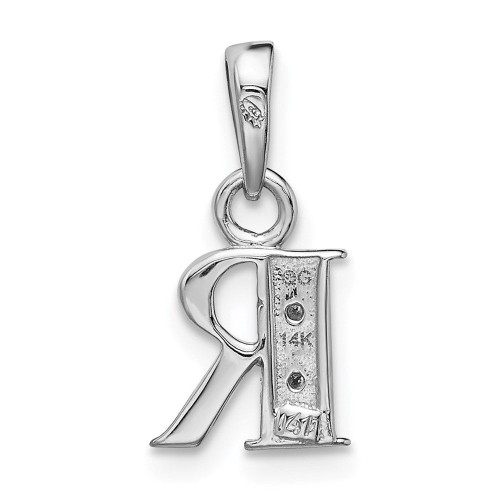 14k White Gold Rhodium-plated Diamond Letter R Initial Pendant