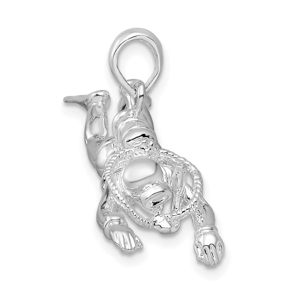 Sterling Silver Rhodium-Plated Polished 3D Female Scuba Diver Pendant