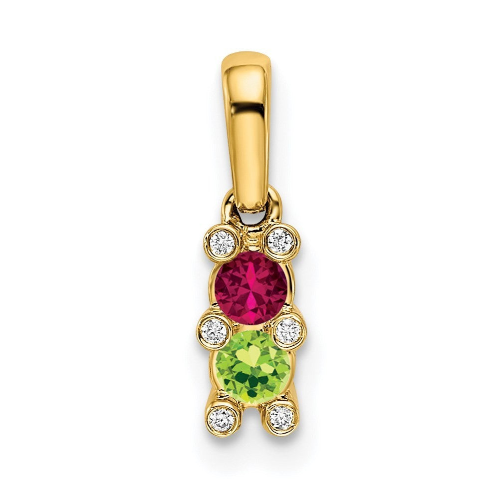 14k Yellow Gold Family Jewelry Diamond Semi-Set Pendant