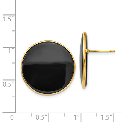 14k Yellow Gold Black Onyx Stud Earrings