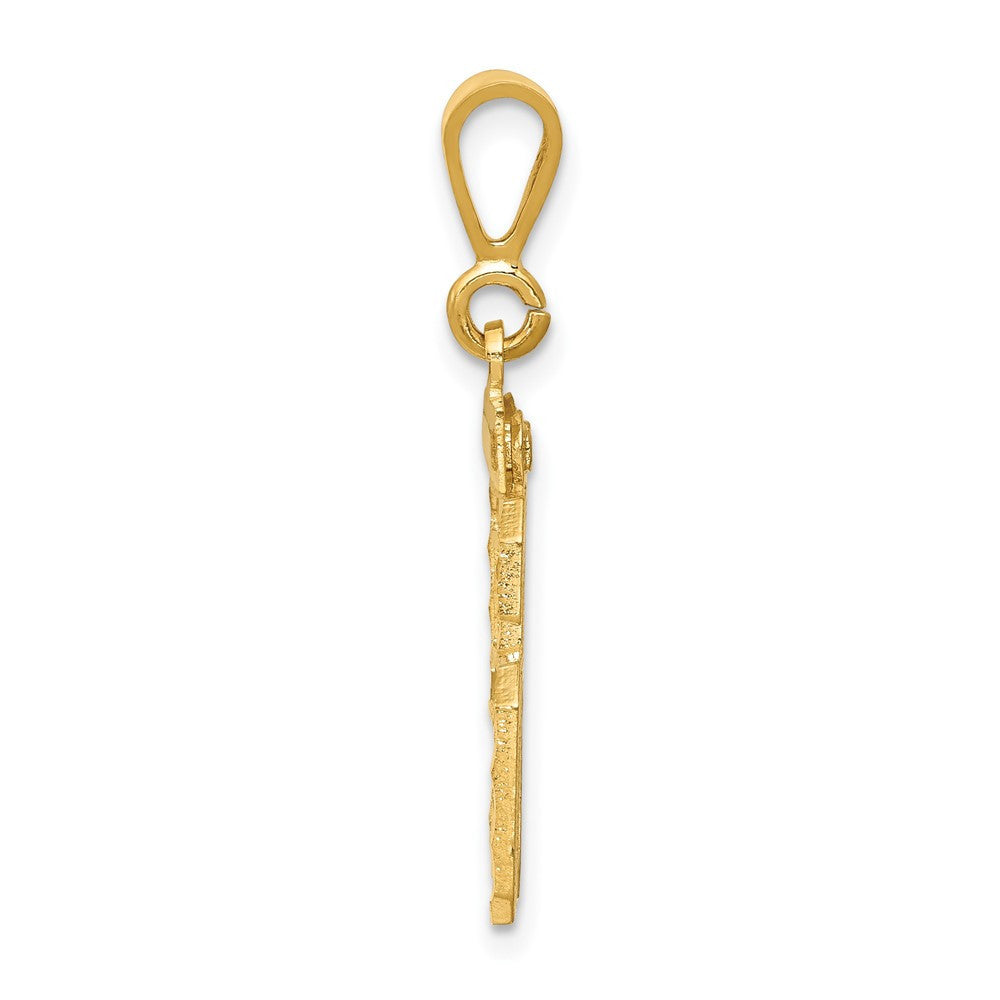14k Yellow Gold Small Brushed Diamond-cut Number 96 Charm Pendant