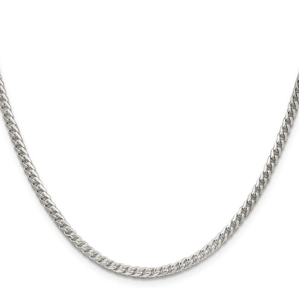 Sterling Silver 3.1mm Diamond-Cut Square Franco Chain Necklace 26"