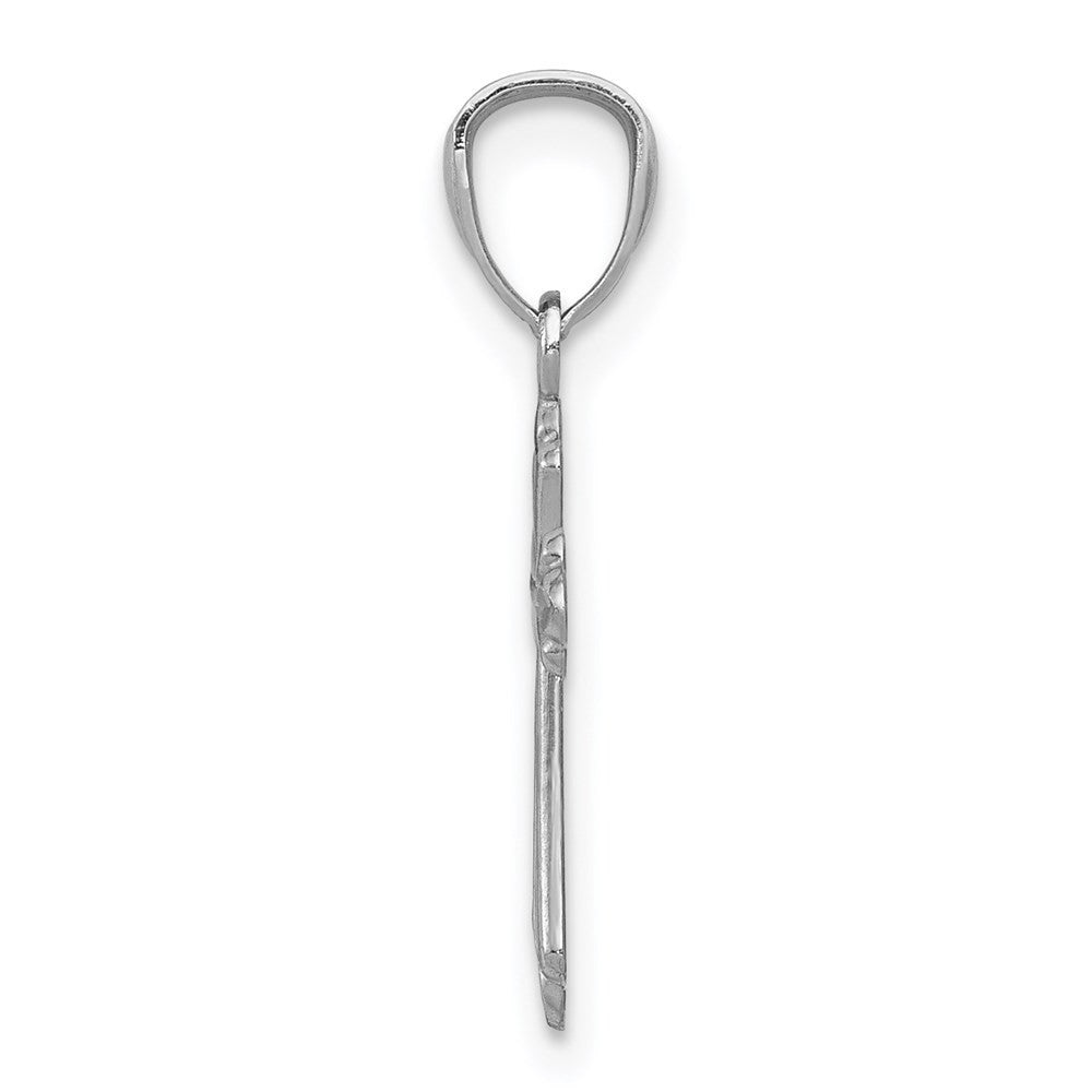 14k White Gold Budded Cross Charm Pendant