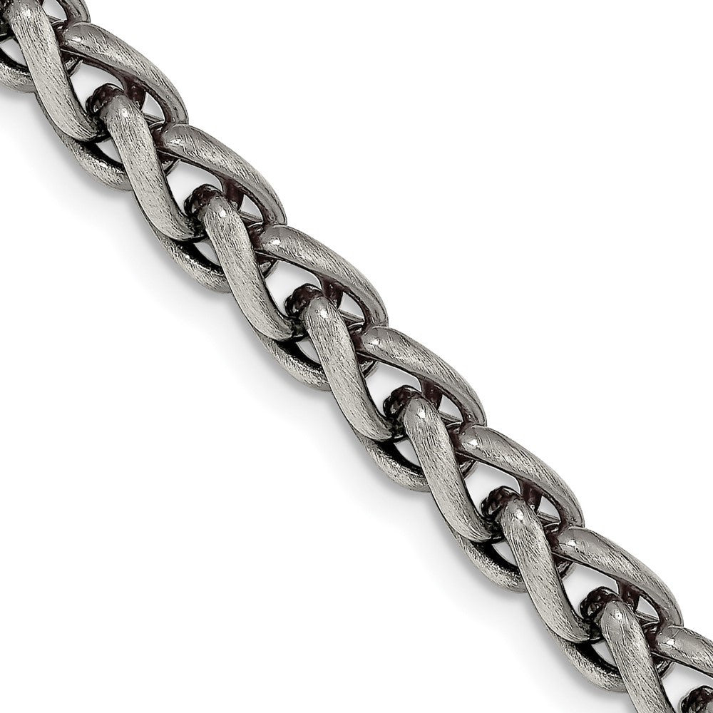 Sterling Silver Antiqued 6mm Round Spiga Chain Necklace 26"