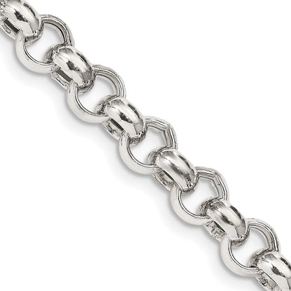 Sterling Silver 9.5mm Semi-solid Rolo Chain Necklace 20"