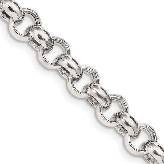 Sterling Silver 9.5mm Semi-solid Rolo Chain Necklace 20"