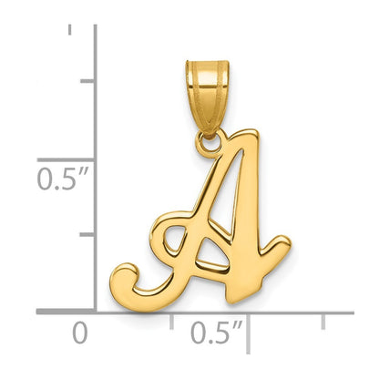 14k Yellow Gold Script Letter A Initial Pendant