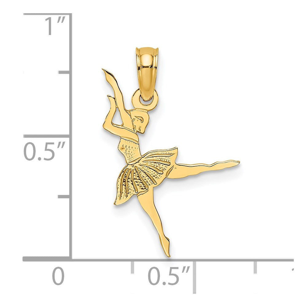 14k Yellow Gold Ballerina Charm Pendant