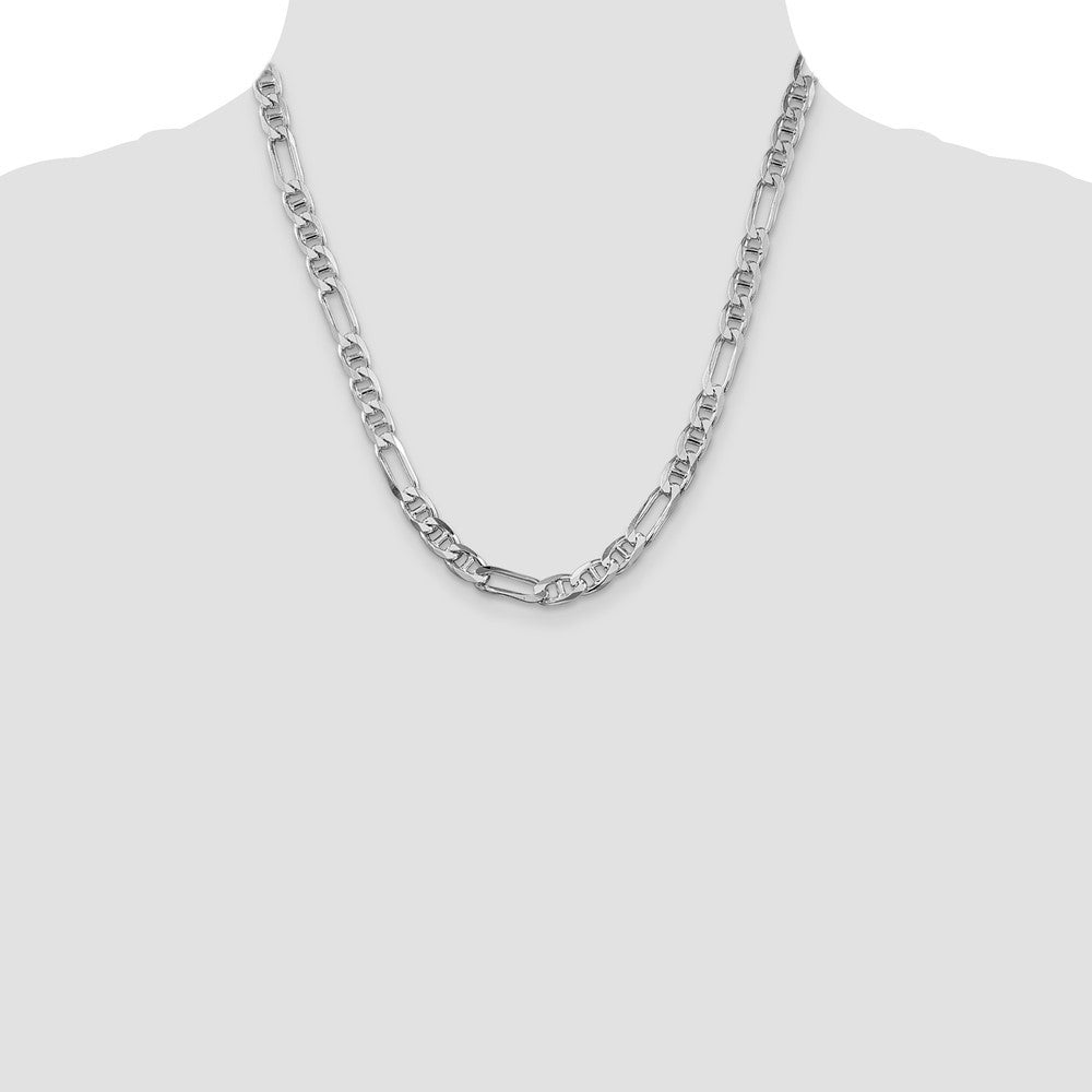 Sterling Silver Rhodium-plated 6.5mm Figaro Anchor Chain Necklace 20"