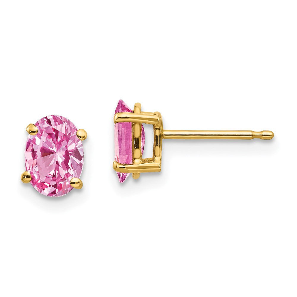 14k Yellow Gold Pink Sapphire Stud Earrings